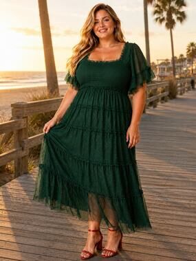 Green JessaKae Senna Tulle Dress - Size 3X